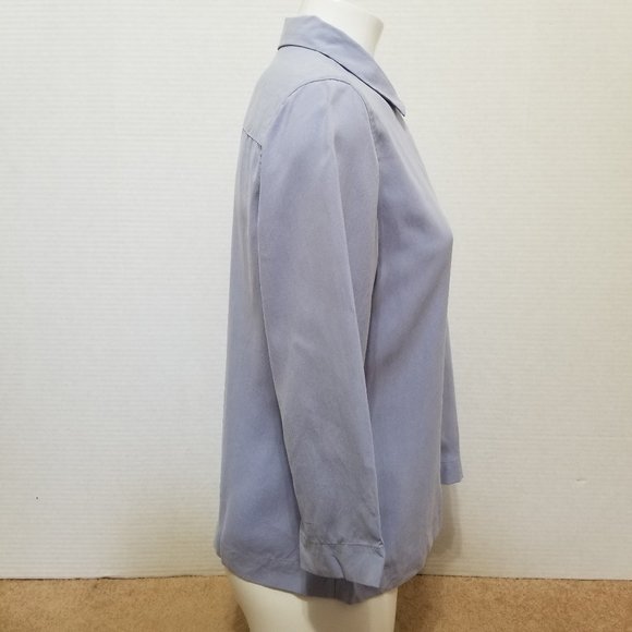 Orvis top Small button up down solid 3/4 sleeve 100% silk - Picture 4 of 13
